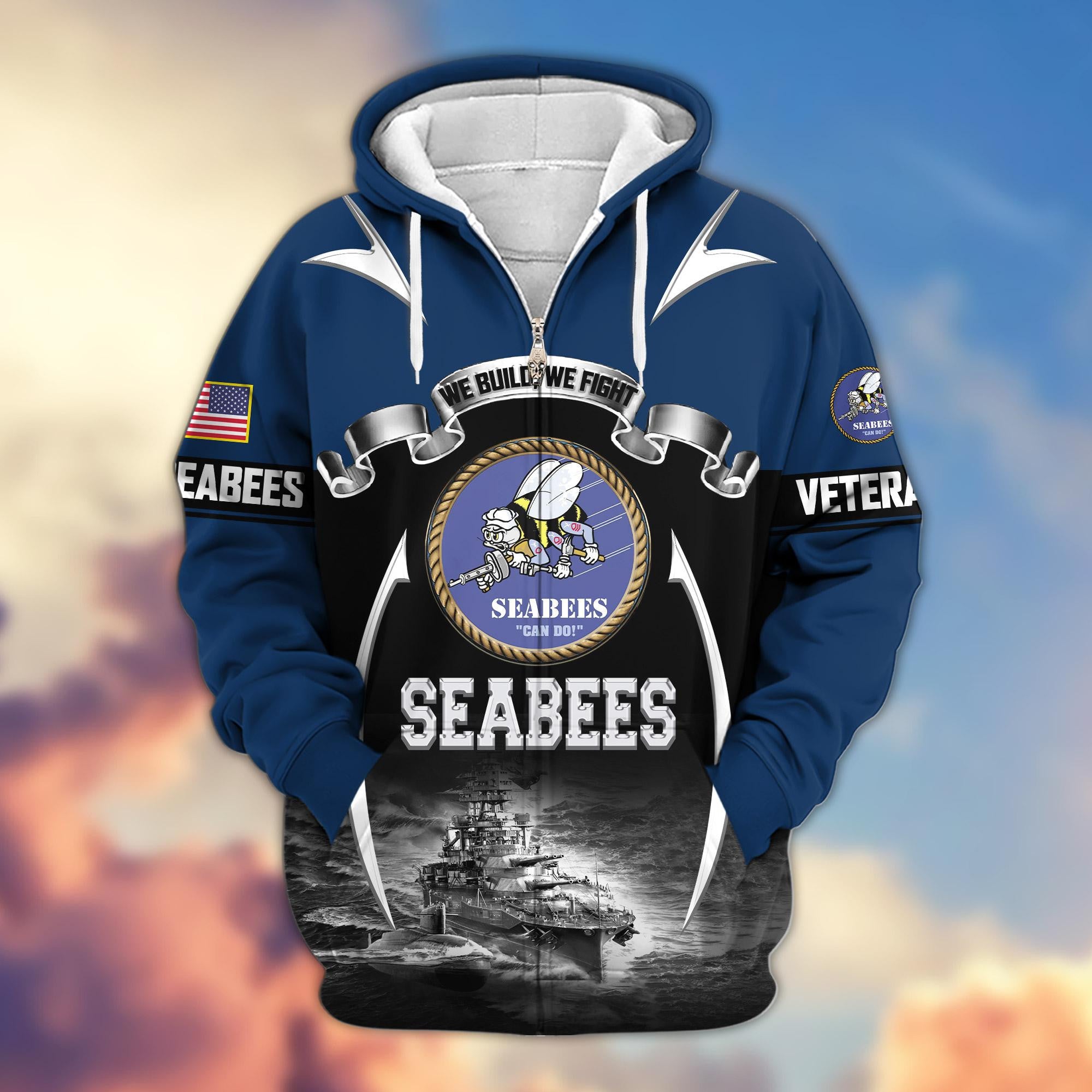 Premium US Veterans Zip Hoodie, Gifts For US Veterans, Gifts On Father's Day, Veterans Day.