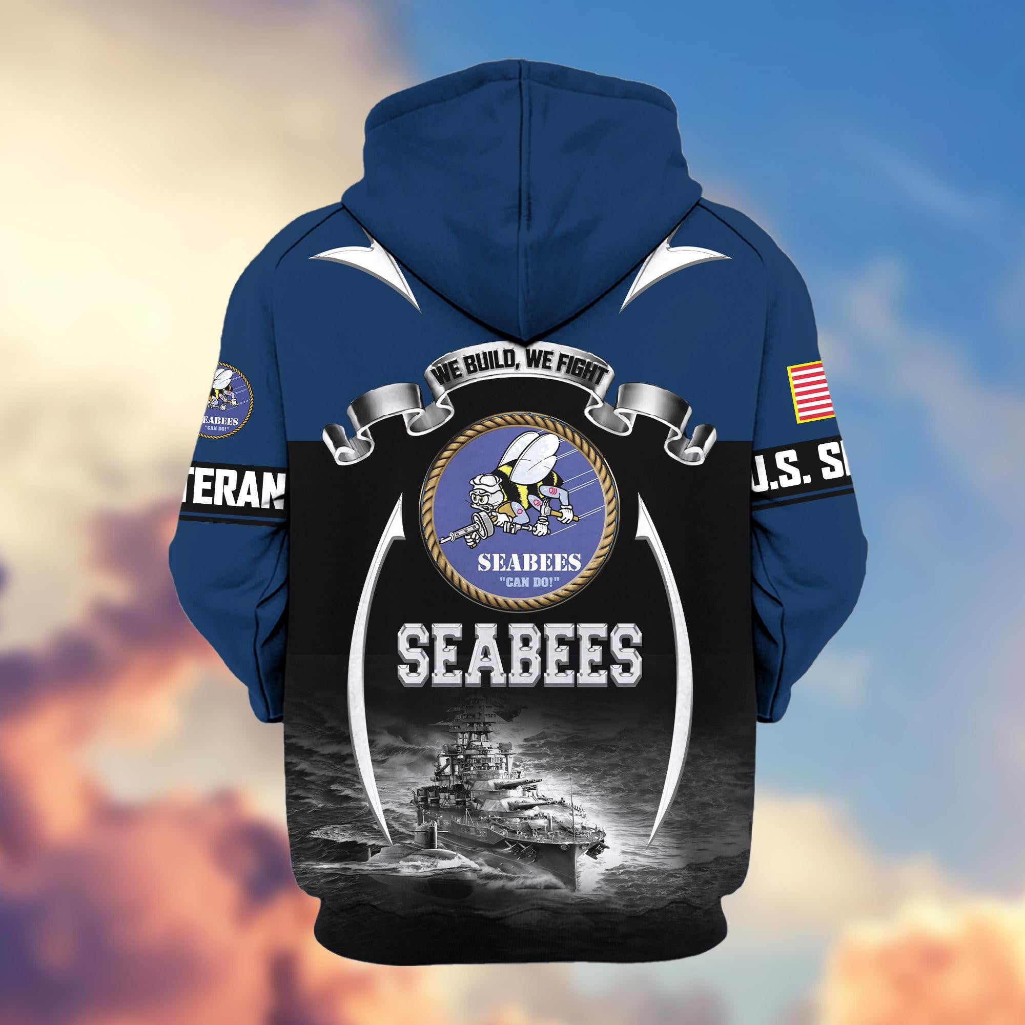 Premium US Veterans Zip Hoodie, Gifts For US Veterans, Gifts On Father's Day, Veterans Day.
