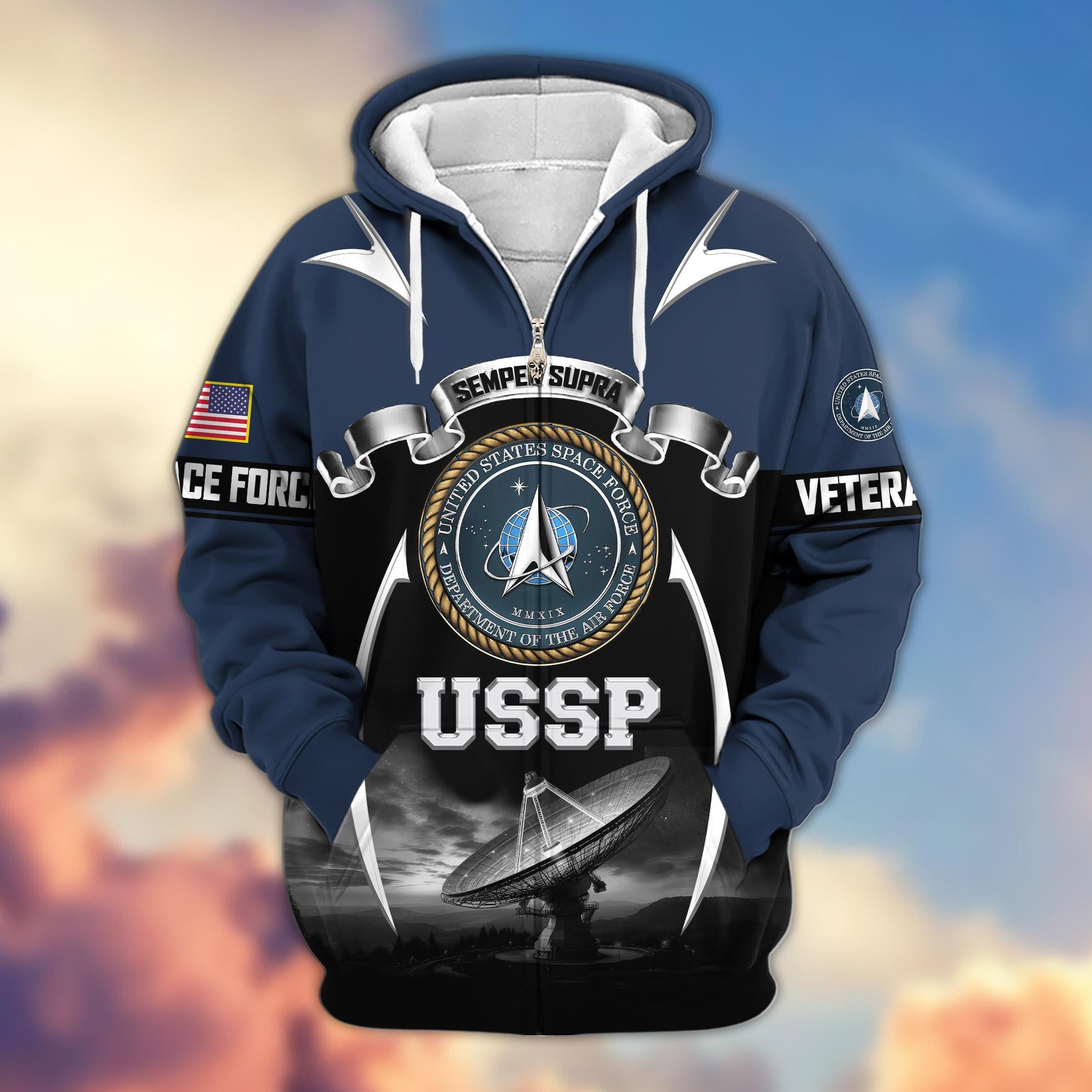 Premium US Veterans Zip Hoodie, Gifts For US Veterans, Gifts On Father's Day, Veterans Day.