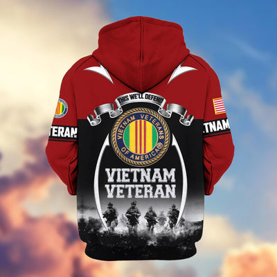 Premium US Veterans Zip Hoodie, Gifts For US Veterans, Gifts On Father's Day, Veterans Day.