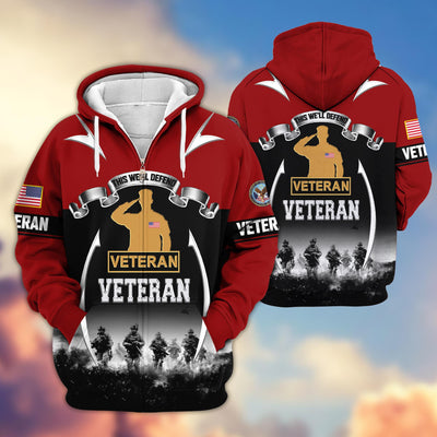 Premium US Veterans Zip Hoodie, Gifts For US Veterans, Gifts On Father's Day, Veterans Day.
