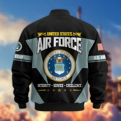 Premium US Veterans Bomber Jacket, Gifts For US Veterans, Gifts On Father's Day, Veterans Day.