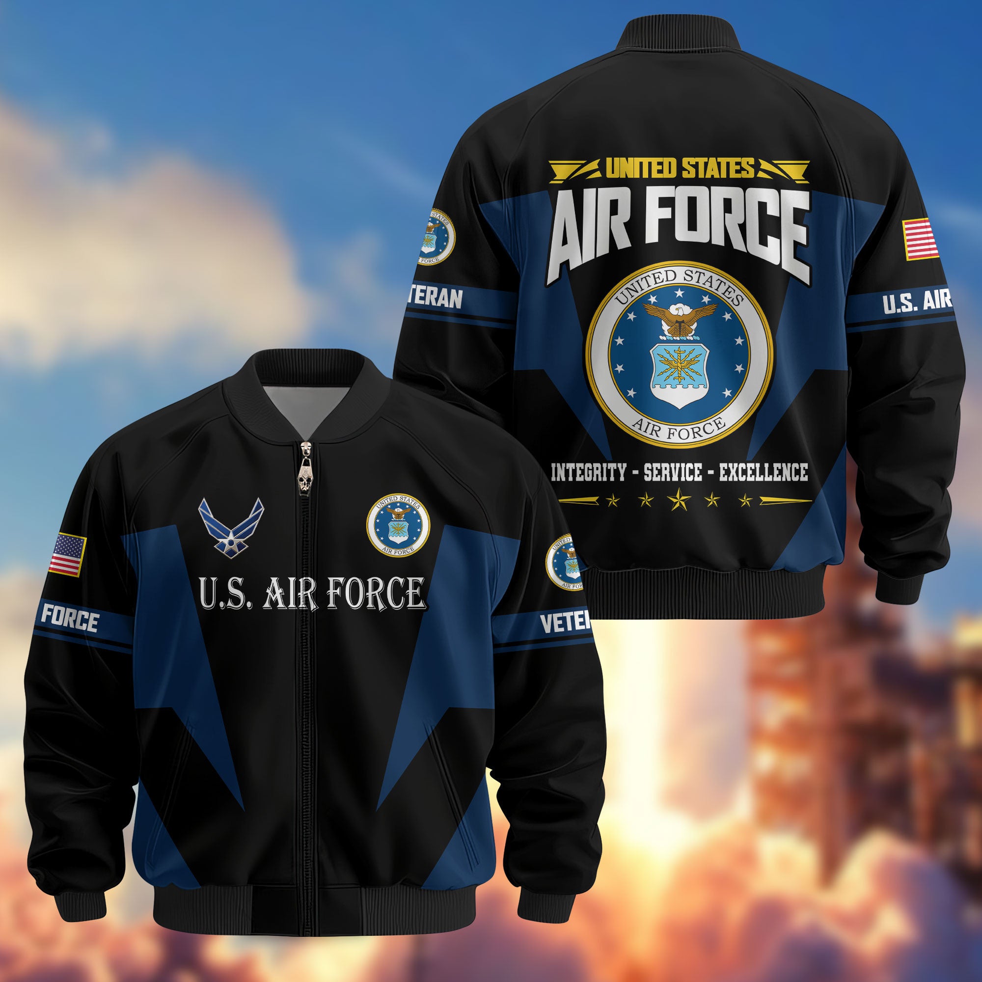 Premium US Veterans Bomber Jacket, Gifts For US Veterans, Gifts On Father's Day, Veterans Day.