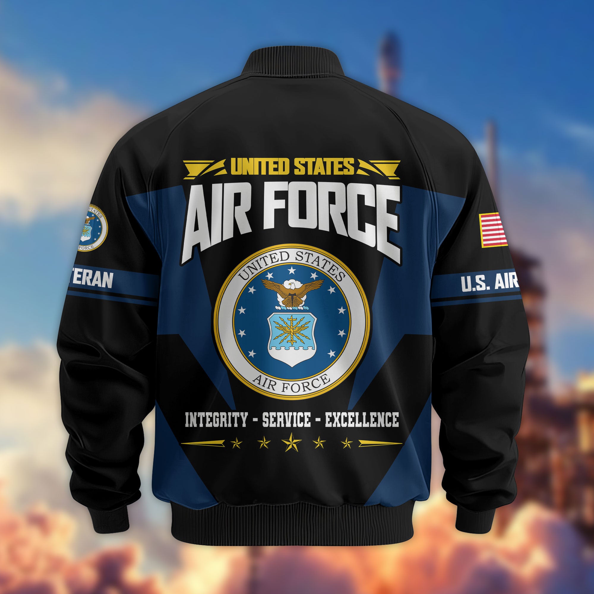 Premium US Veterans Bomber Jacket, Gifts For US Veterans, Gifts On Father's Day, Veterans Day.