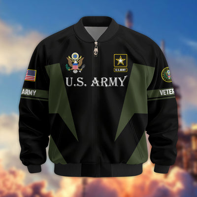 Premium US Veterans Bomber Jacket, Gifts For US Veterans, Gifts On Father's Day, Veterans Day.