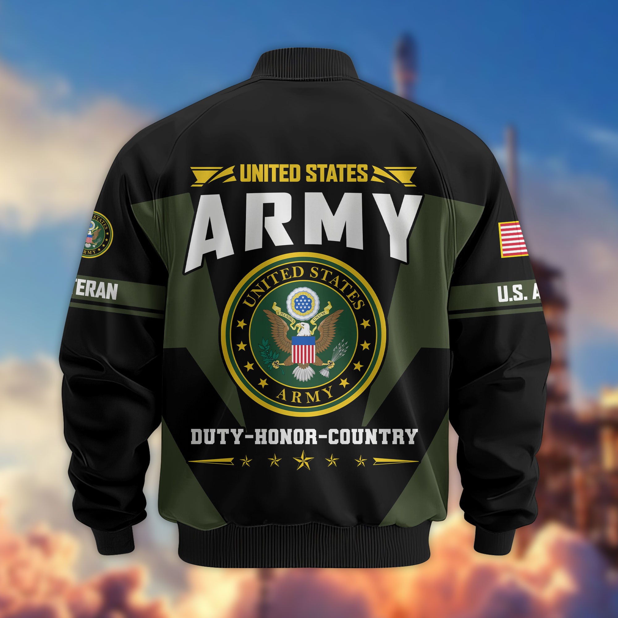 Premium US Veterans Bomber Jacket, Gifts For US Veterans, Gifts On Father's Day, Veterans Day.
