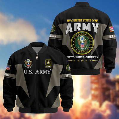 Premium US Veterans Bomber Jacket, Gifts For US Veterans, Gifts On Father's Day, Veterans Day.