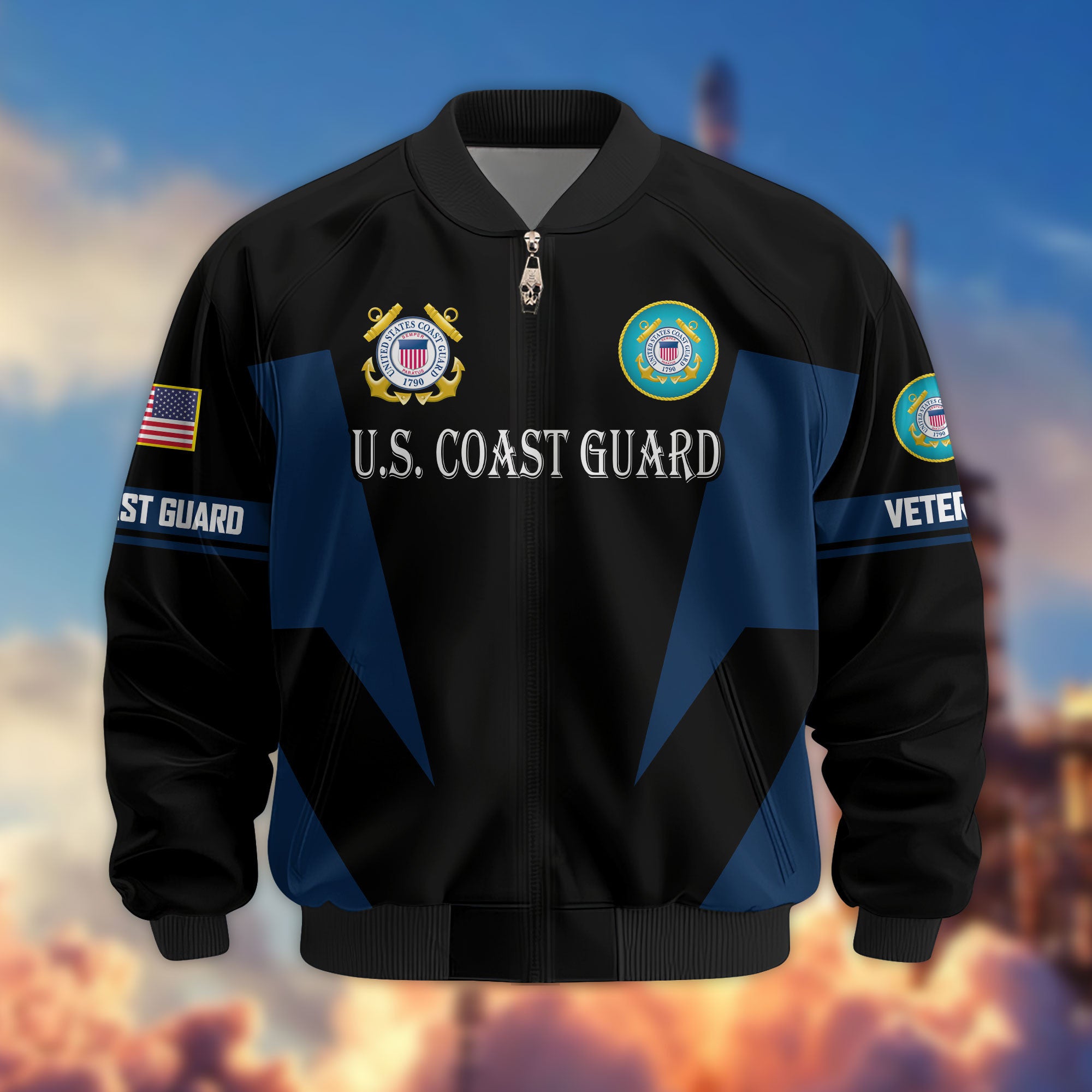 Premium US Veterans Bomber Jacket, Gifts For US Veterans, Gifts On Father's Day, Veterans Day.