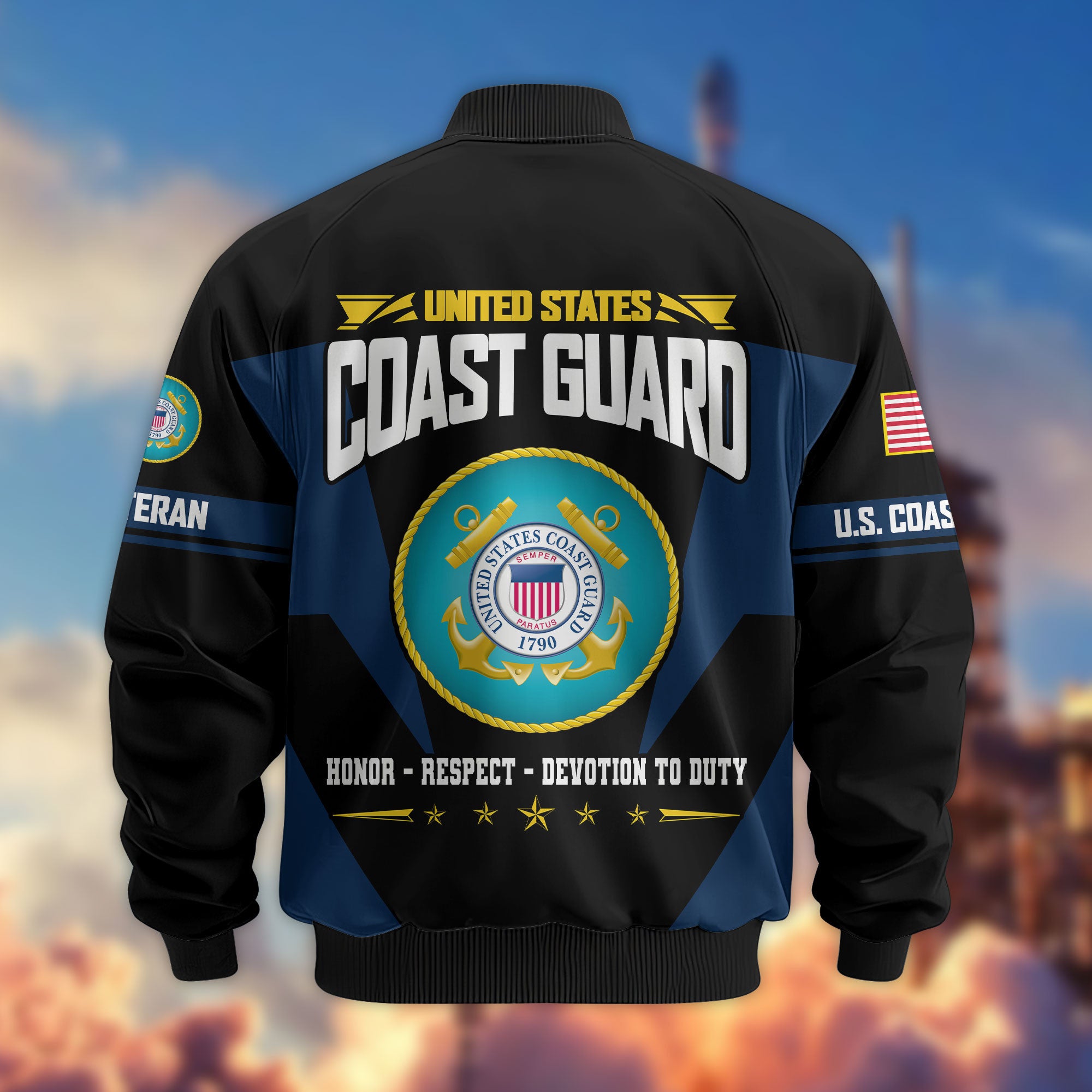 Premium US Veterans Bomber Jacket, Gifts For US Veterans, Gifts On Father's Day, Veterans Day.