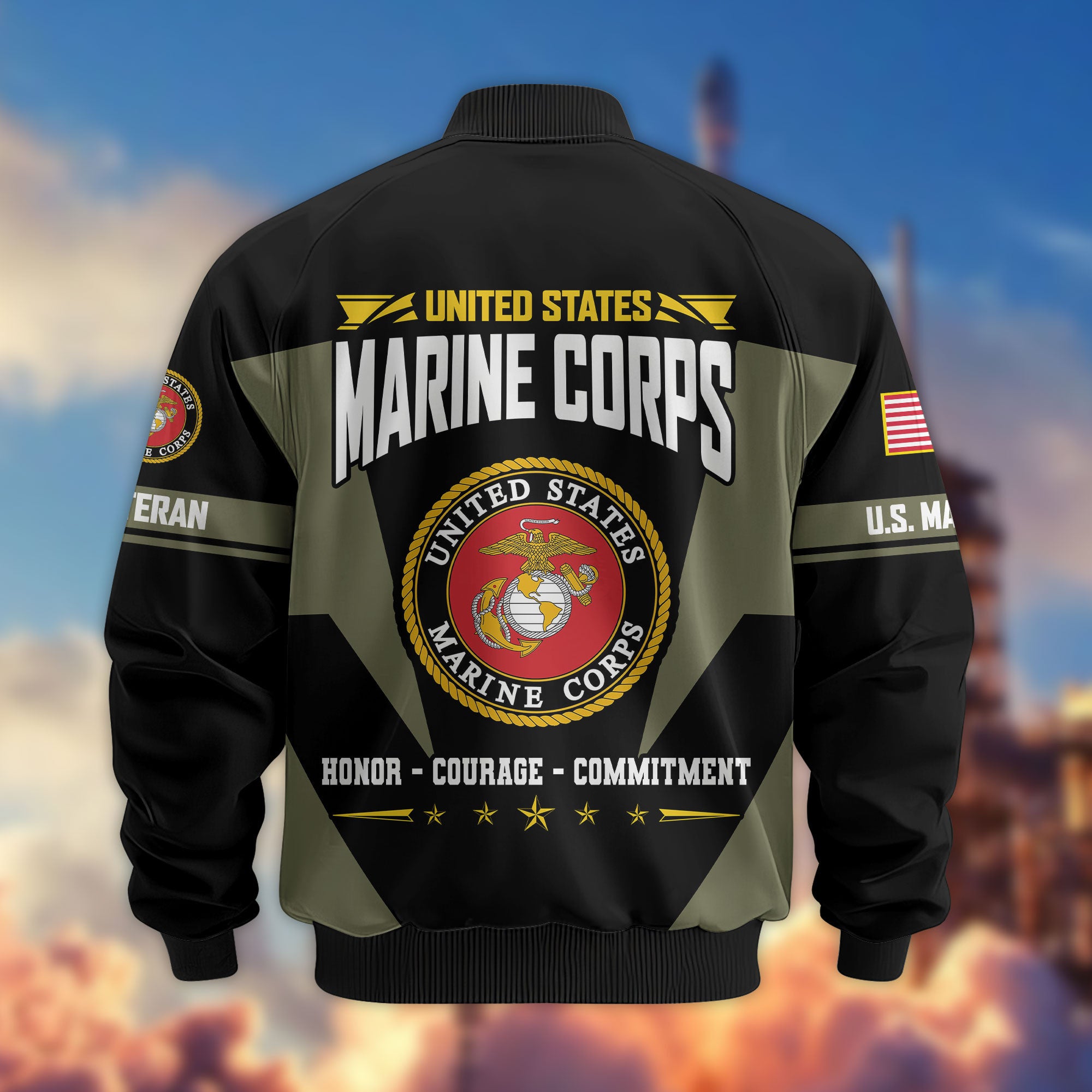 Premium US Veterans Bomber Jacket, Gifts For US Veterans, Gifts On Father's Day, Veterans Day.