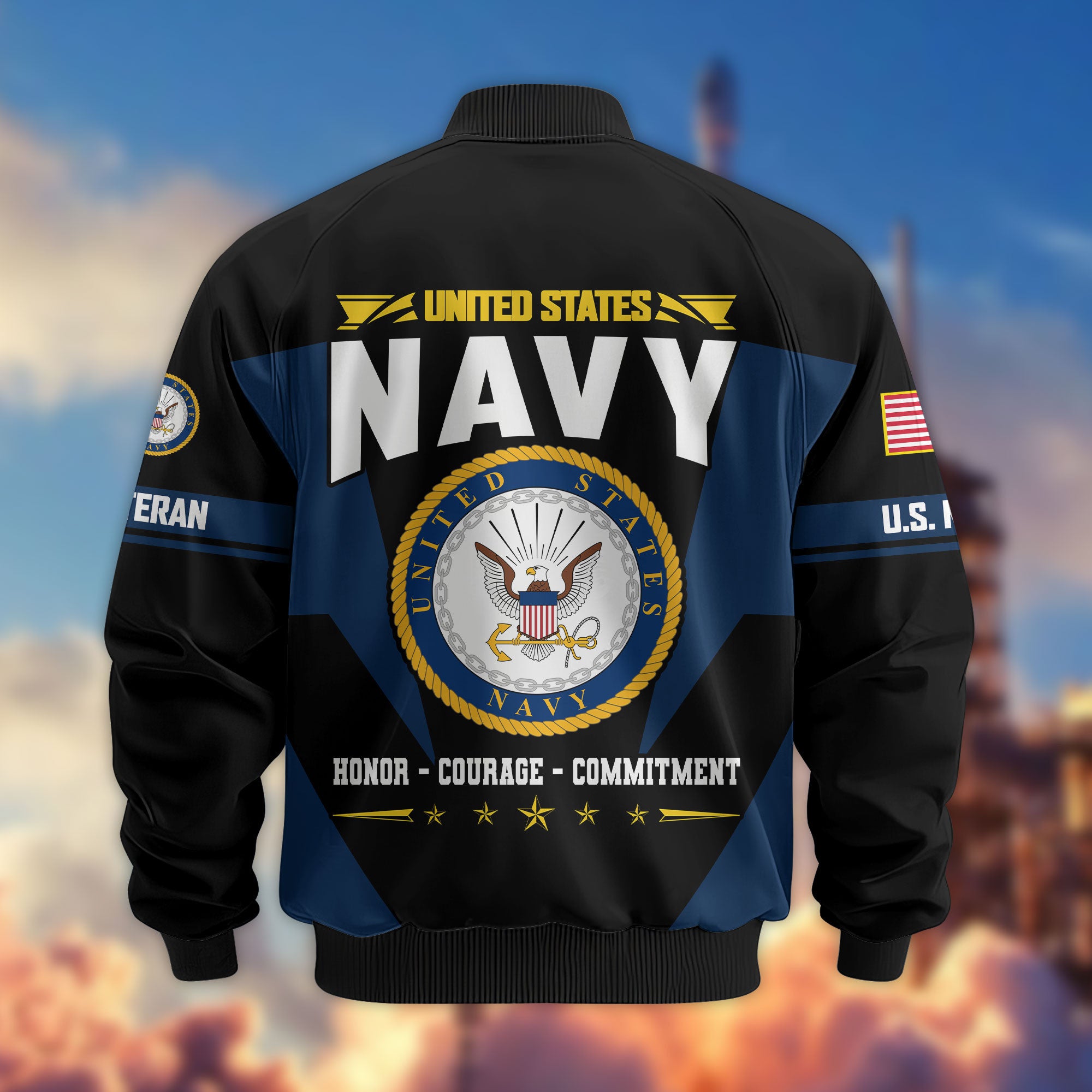 Premium US Veterans Bomber Jacket, Gifts For US Veterans, Gifts On Father's Day, Veterans Day.