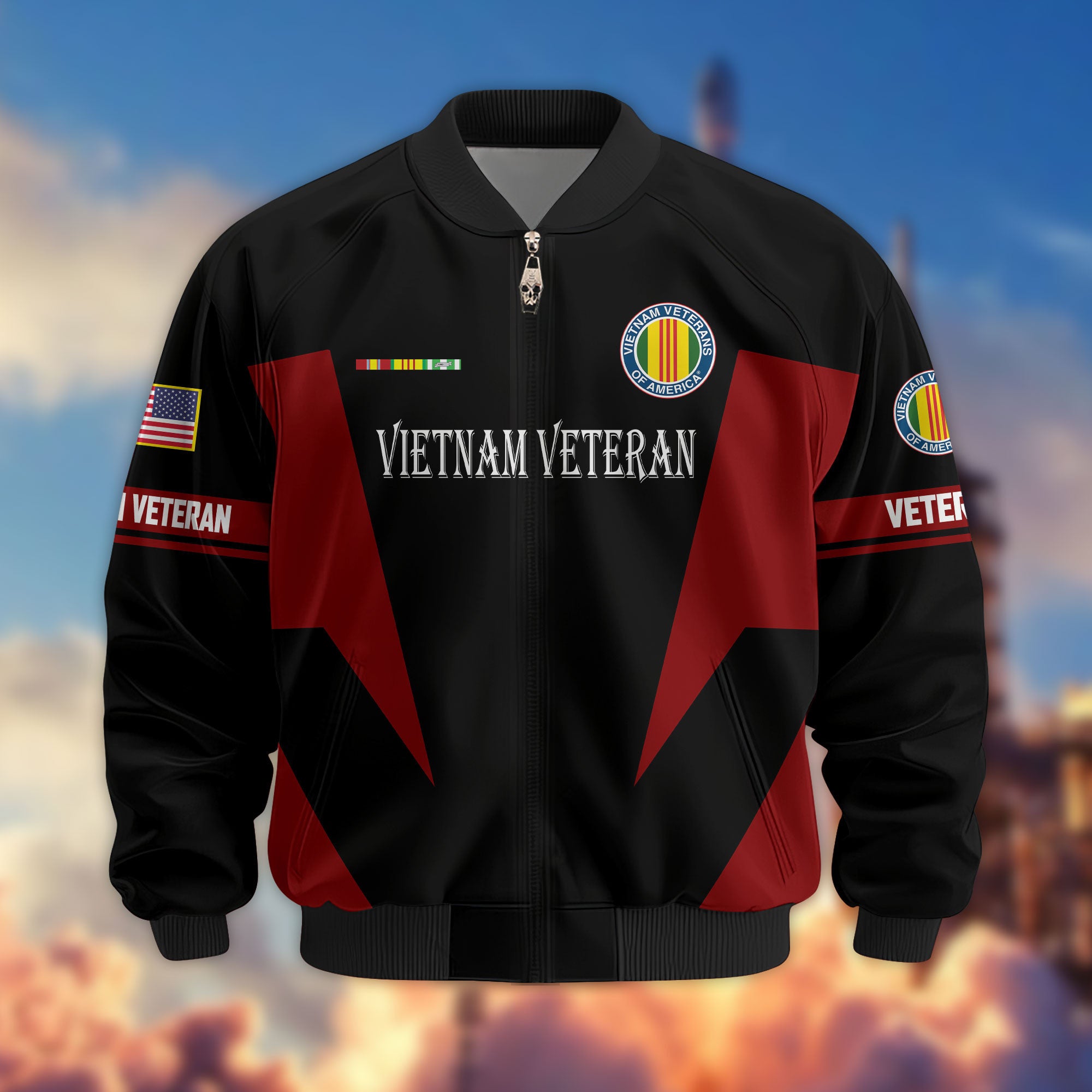 Premium US Veterans Bomber Jacket, Gifts For US Veterans, Gifts On Father's Day, Veterans Day.
