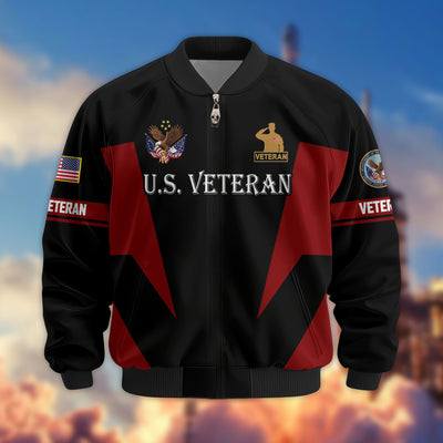 Premium US Veterans Bomber Jacket, Gifts For US Veterans, Gifts On Father's Day, Veterans Day.