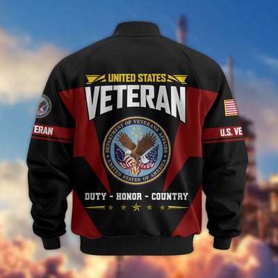 Premium US Veterans Bomber Jacket, Gifts For US Veterans, Gifts On Father's Day, Veterans Day.