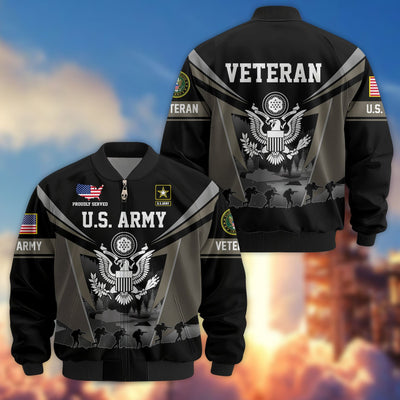 Premium US Veterans Bomber Jacket, Gifts For US Veterans, Gifts On Father's Day, Veterans Day.