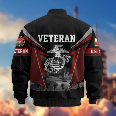 Premium US Veterans Bomber Jacket, Gifts For US Veterans, Gifts On Father's Day, Veterans Day.