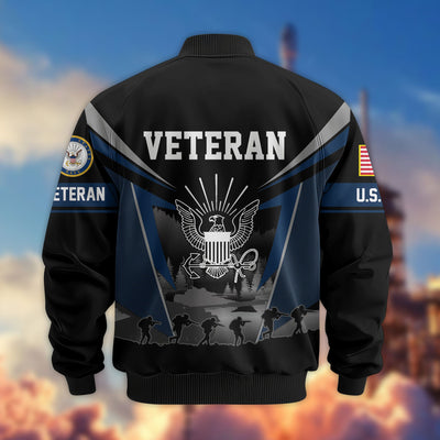 Premium US Veterans Bomber Jacket, Gifts For US Veterans, Gifts On Father's Day, Veterans Day.