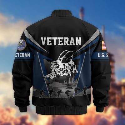 Premium US Veterans Bomber Jacket, Gifts For US Veterans, Gifts On Father's Day, Veterans Day.