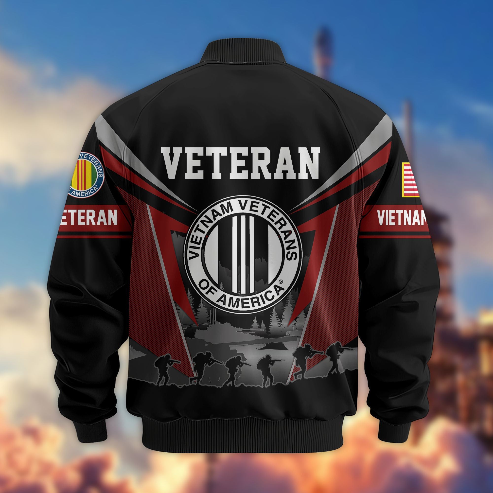 Premium US Veterans Bomber Jacket, Gifts For US Veterans, Gifts On Father's Day, Veterans Day.