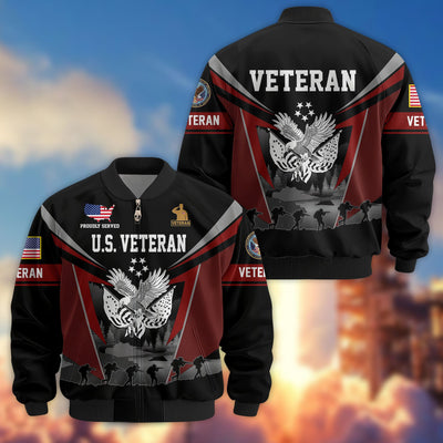 Premium US Veterans Bomber Jacket, Gifts For US Veterans, Gifts On Father's Day, Veterans Day.