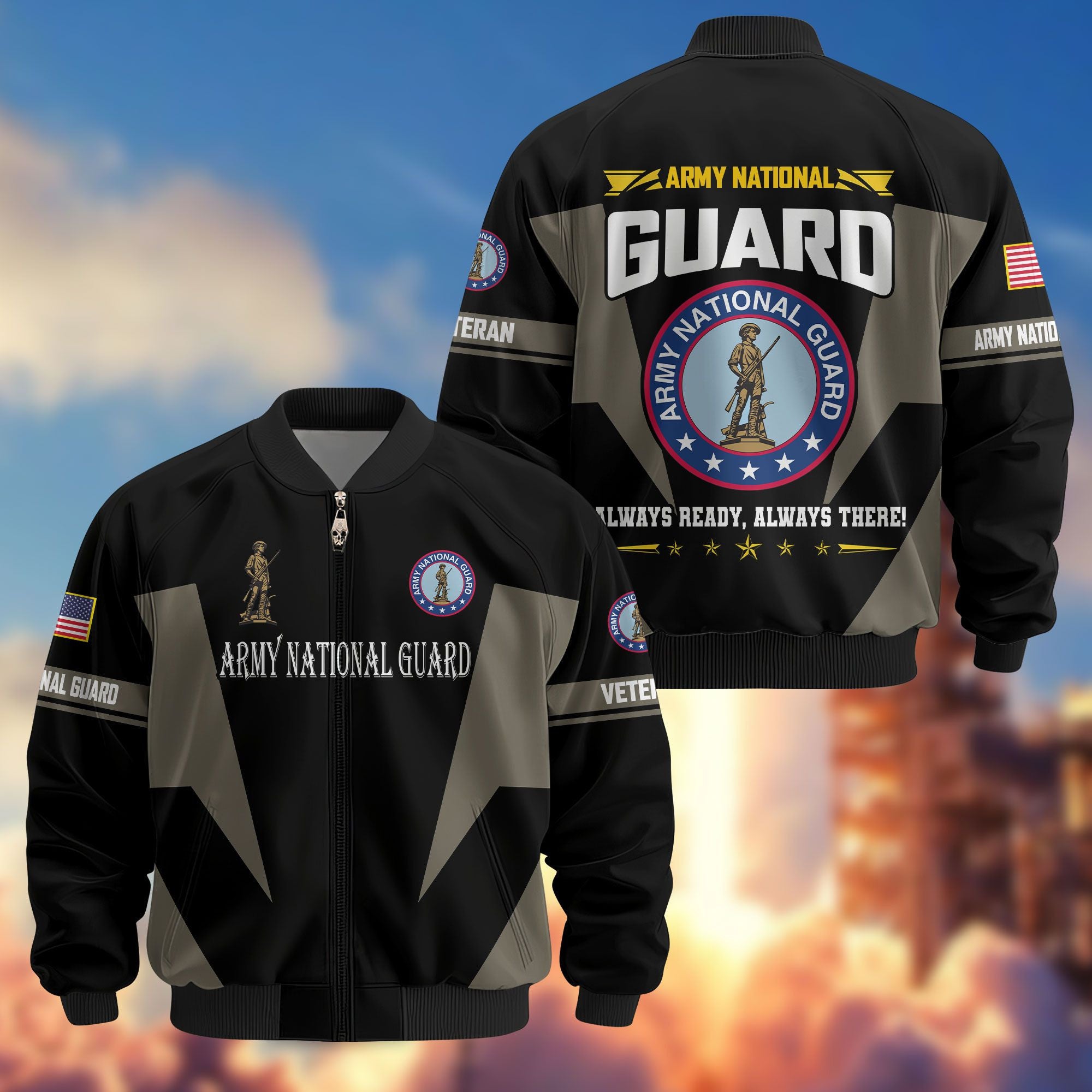 Premium US Veterans Bomber Jacket, Gifts For US Veterans, Gifts On Father's Day, Veterans Day.