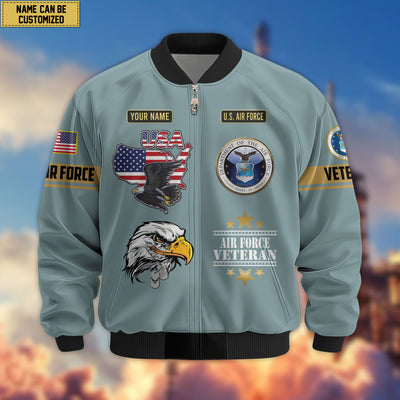 Premium Custom US Veterans Bomber Jacket, Gifts For US Veterans, Gifts On Father's Day, Veterans Day.