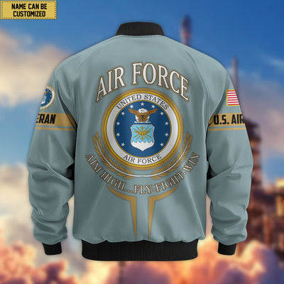 Premium Custom US Veterans Bomber Jacket, Gifts For US Veterans, Gifts On Father's Day, Veterans Day.