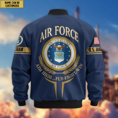 Premium Custom US Veterans Bomber Jacket, Gifts For US Veterans, Gifts On Father's Day, Veterans Day.