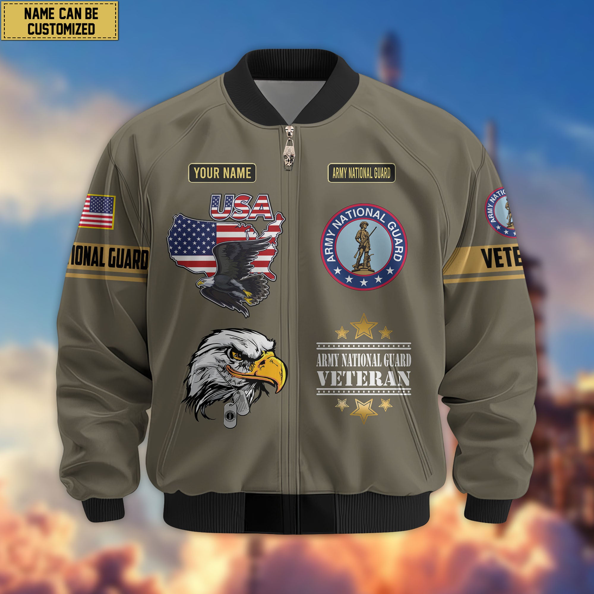 Premium Custom US Veterans Bomber Jacket, Gifts For US Veterans, Gifts On Father's Day, Veterans Day.