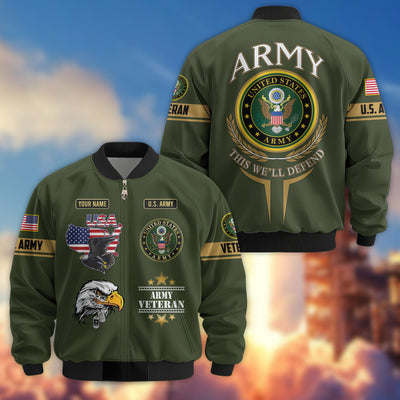 Premium Custom US Veterans Bomber Jacket, Gifts For US Veterans, Gifts On Father's Day, Veterans Day.