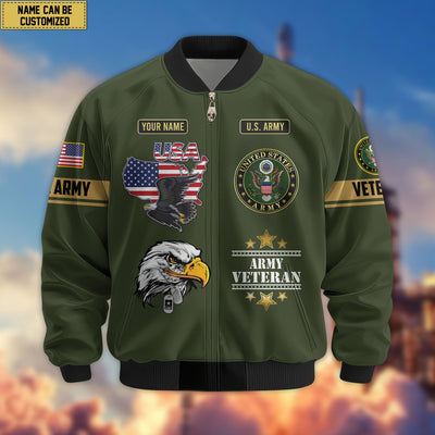 Premium Custom US Veterans Bomber Jacket, Gifts For US Veterans, Gifts On Father's Day, Veterans Day.