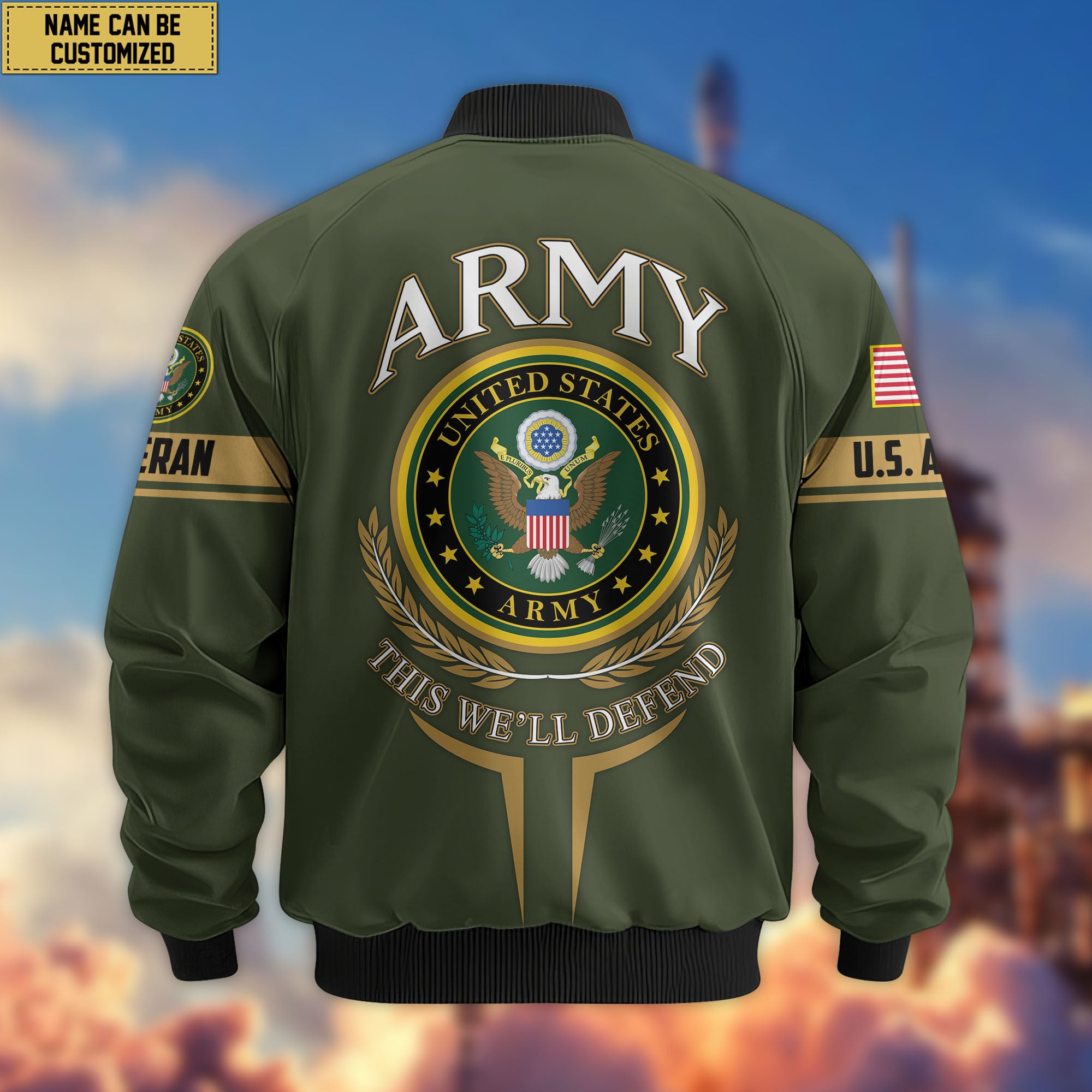 Premium Custom US Veterans Bomber Jacket, Gifts For US Veterans, Gifts On Father's Day, Veterans Day.