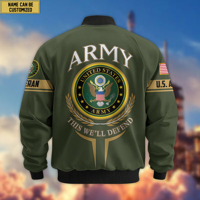 Premium Custom US Veterans Bomber Jacket, Gifts For US Veterans, Gifts On Father's Day, Veterans Day.