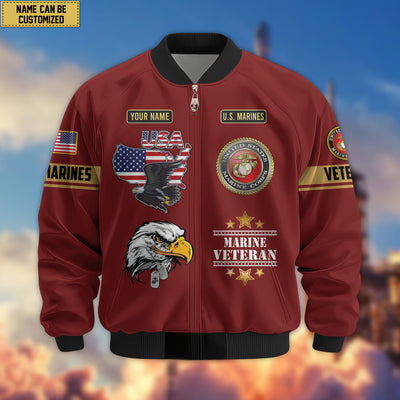 Premium Custom US Veterans Bomber Jacket, Gifts For US Veterans, Gifts On Father's Day, Veterans Day.