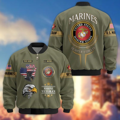 Premium Custom US Veterans Bomber Jacket, Gifts For US Veterans, Gifts On Father's Day, Veterans Day.