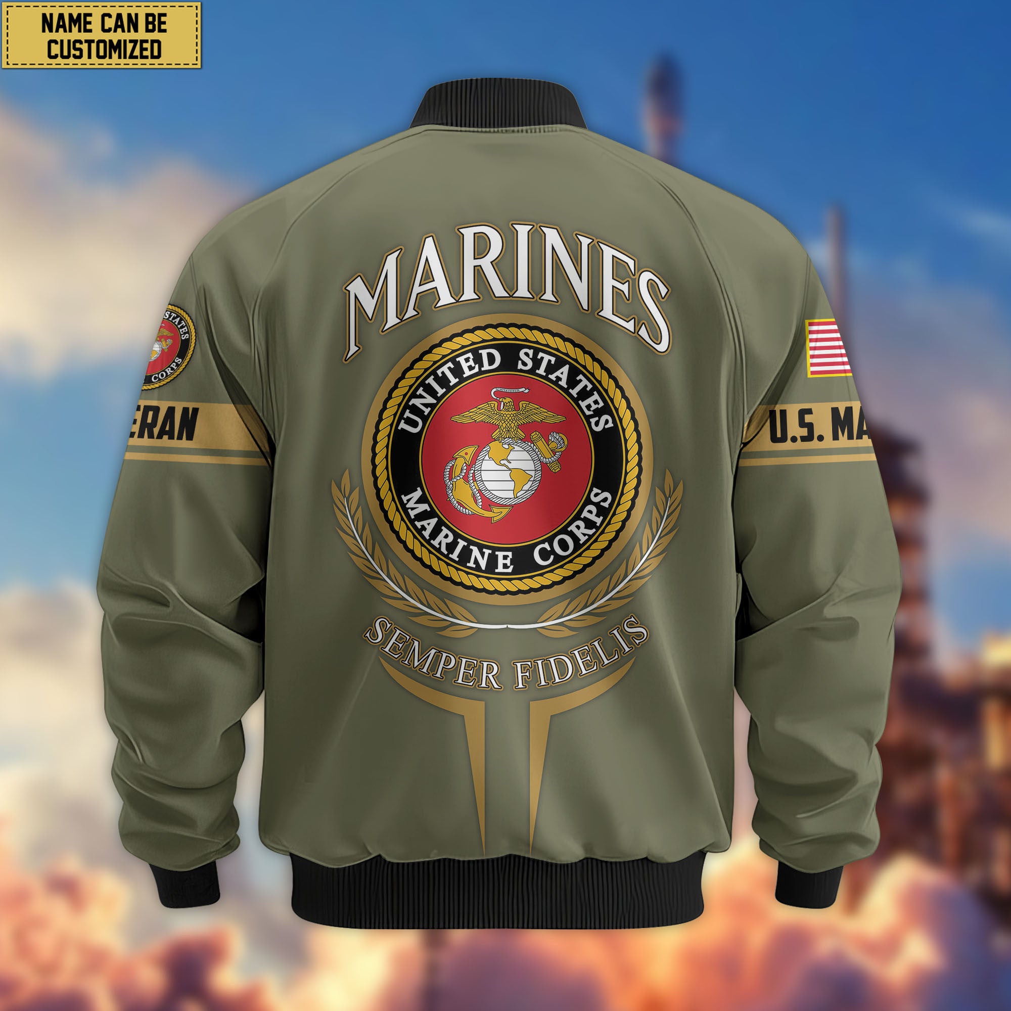 Premium Custom US Veterans Bomber Jacket, Gifts For US Veterans, Gifts On Father's Day, Veterans Day.