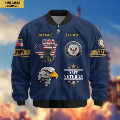 Premium Custom US Veterans Bomber Jacket, Gifts For US Veterans, Gifts On Father's Day, Veterans Day.
