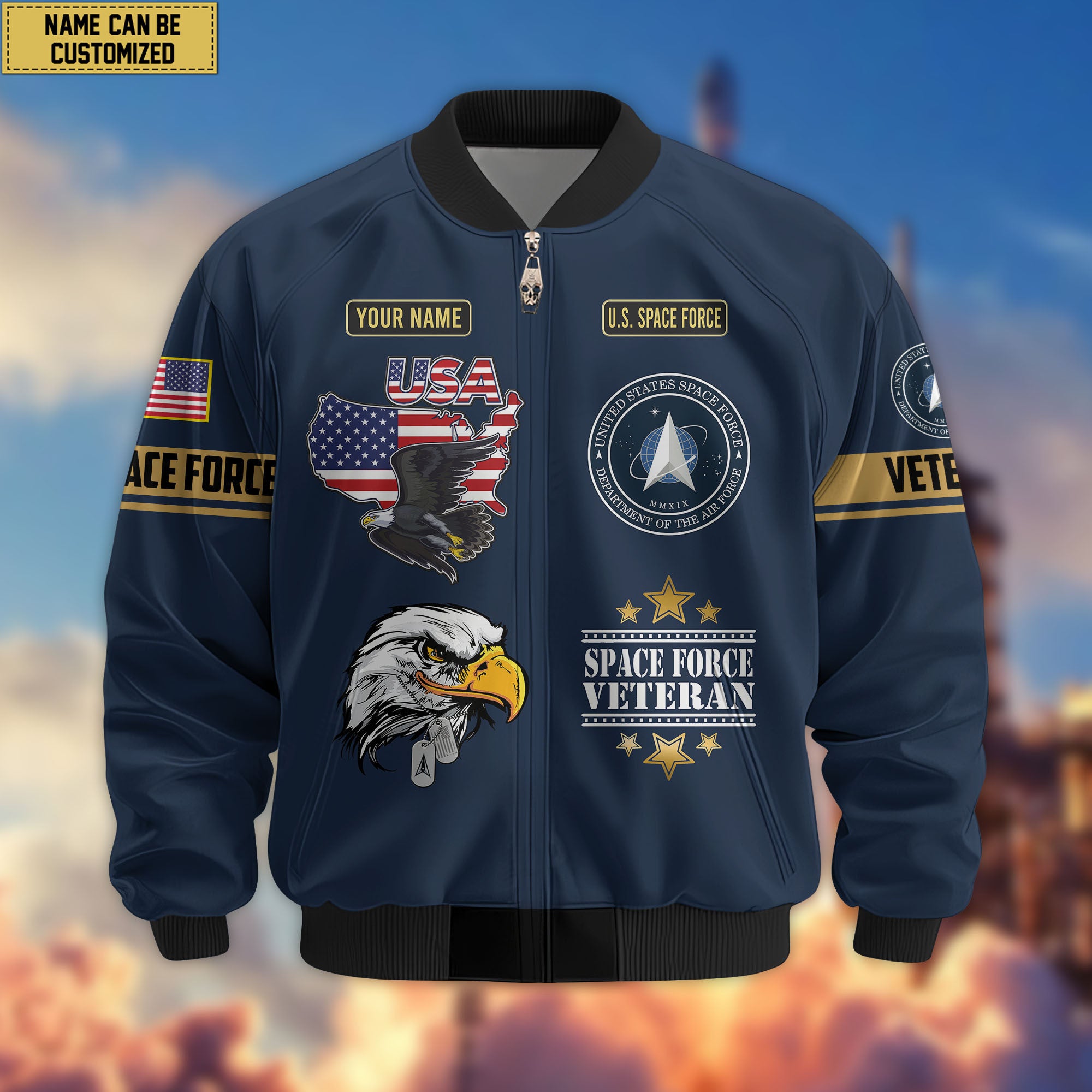 Premium Custom US Veterans Bomber Jacket, Gifts For US Veterans, Gifts On Father's Day, Veterans Day.