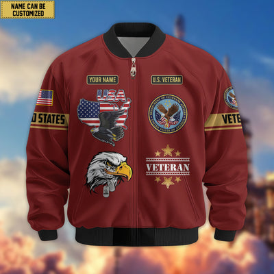 Premium Custom US Veterans Bomber Jacket, Gifts For US Veterans, Gifts On Father's Day, Veterans Day.