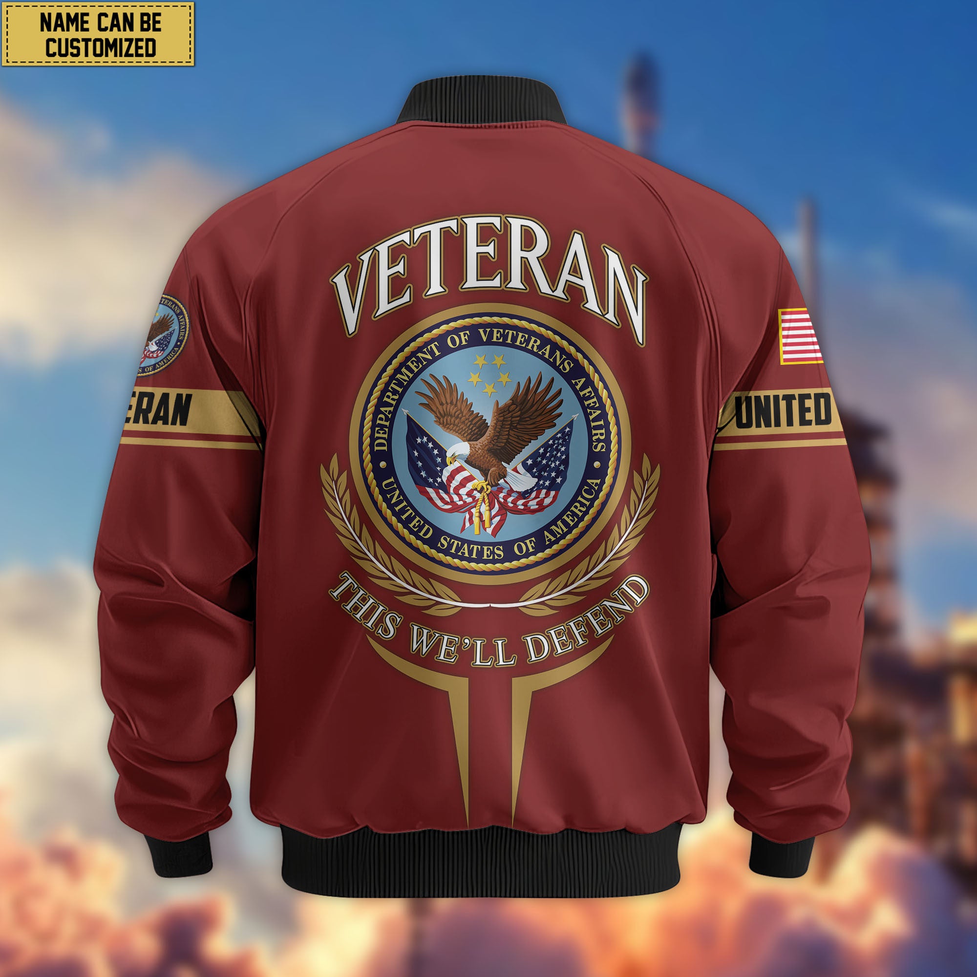 Premium Custom US Veterans Bomber Jacket, Gifts For US Veterans, Gifts On Father's Day, Veterans Day.