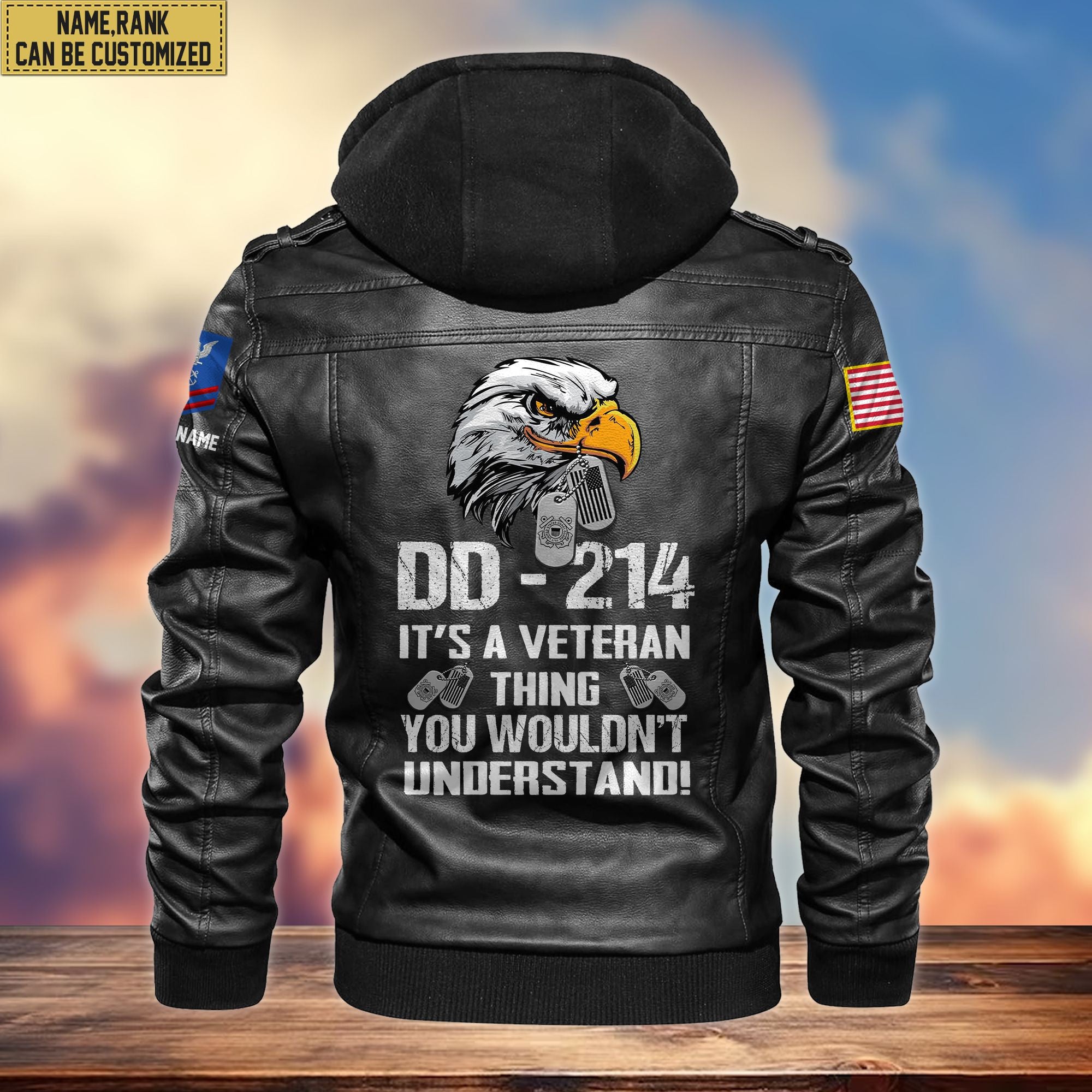 Premium Custom USCG Veteran Leather Jacket, Gifts For Coast Guard Veteran, Gifts On Father's Day, Armed Forces Day, Veterans Day.