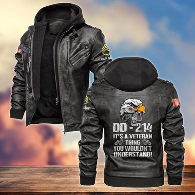 Premium Custom US Army National Guard Veteran Leather Jacket, Gifts For Army National Guard Veteran, Gifts On Father's Day, Armed Forces Day, Veterans Day.