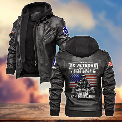 Premium Custom USAF Veteran Leather Jacket, Gifts For Air Force Veteran, Gifts On Father's Day, Armed Forces Day, Veterans Day.