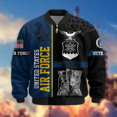 Premium US Veterans Bomber Jacket, Gifts For US Veterans, Gifts On Father's Day, Veterans Day.
