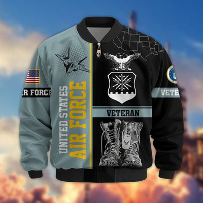 Premium US Veterans Bomber Jacket, Gifts For US Veterans, Gifts On Father's Day, Veterans Day.
