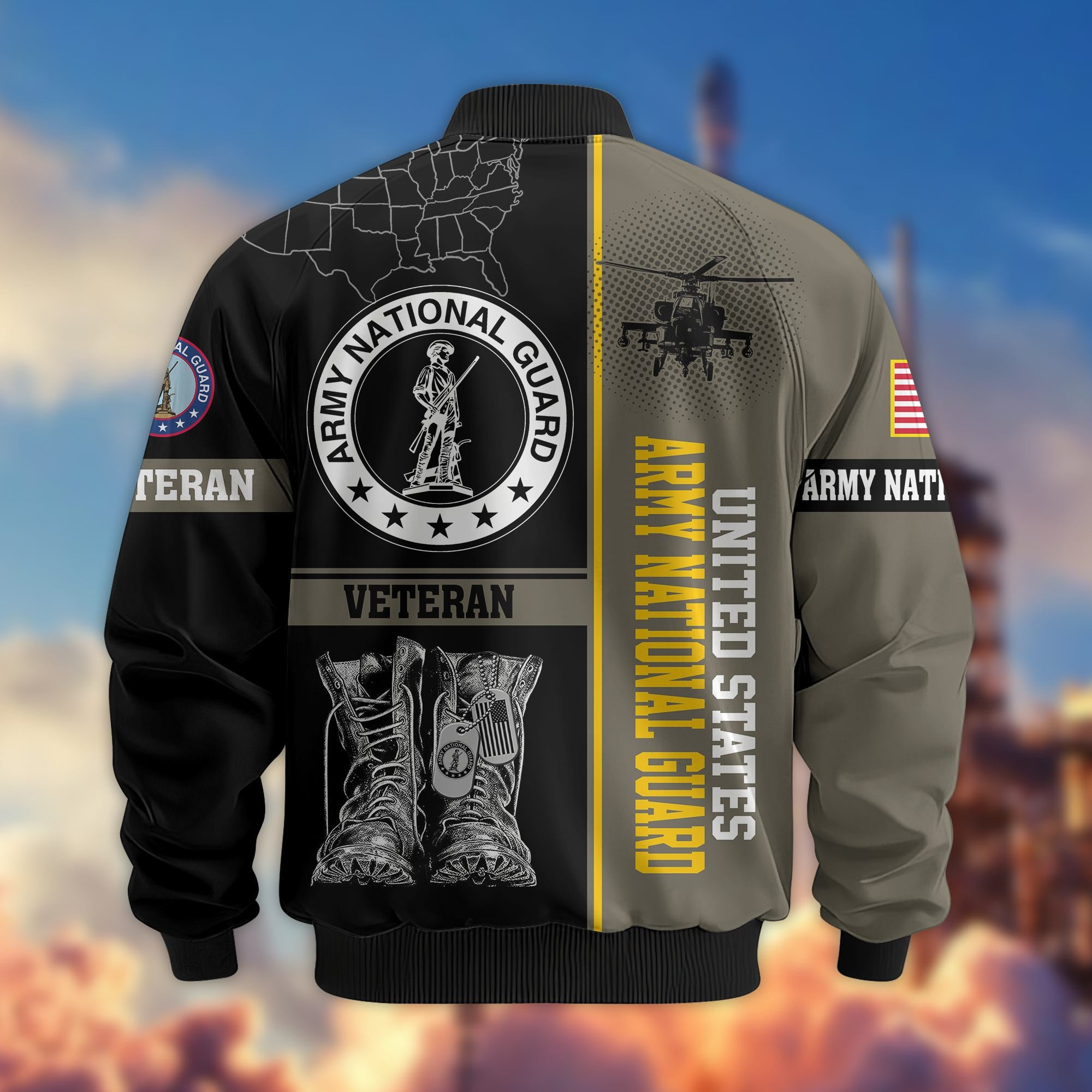 Premium US Veterans Bomber Jacket, Gifts For US Veterans, Gifts On Father's Day, Veterans Day.