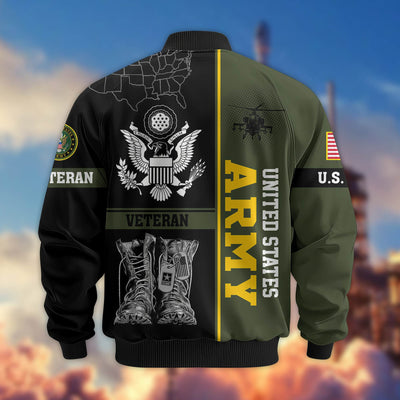 Premium US Veterans Bomber Jacket, Gifts For US Veterans, Gifts On Father's Day, Veterans Day.