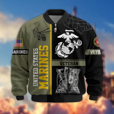 Premium US Veterans Bomber Jacket, Gifts For US Veterans, Gifts On Father's Day, Veterans Day.