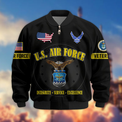 Premium US Veterans Bomber Jacket, Gifts For US Veterans, Gifts On Father's Day, Veterans Day.