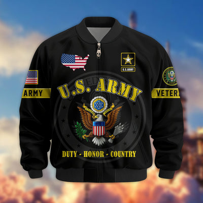 Premium US Veterans Bomber Jacket, Gifts For US Veterans, Gifts On Father's Day, Veterans Day.